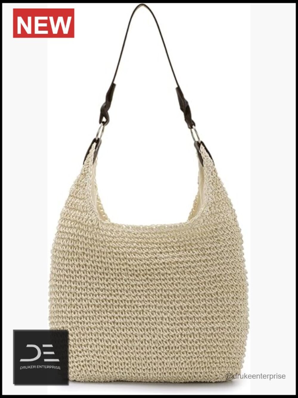 Woven Straw Hobo Tote Handbag - Large Summer Beach Bag for Travel